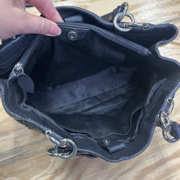 Coach Penelope Carryall Satchel Black Pebbled Leather Shoulder Bag F16532 - Picture 6 of 16